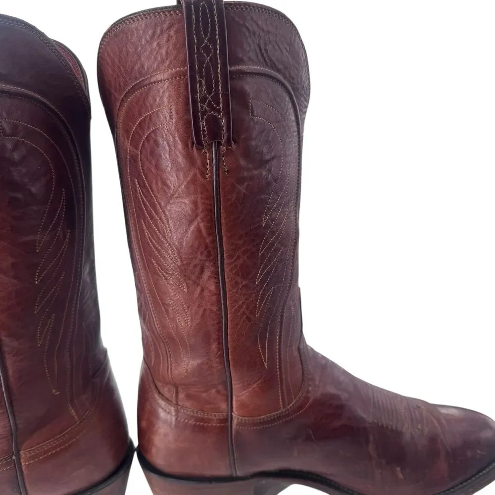 Lucchese Men's 10 EE Ranch Hand Leather Cowboy Boots N1596R Tan Burnished